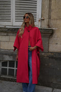 Isaac Long Trench Coat Jacket - Red