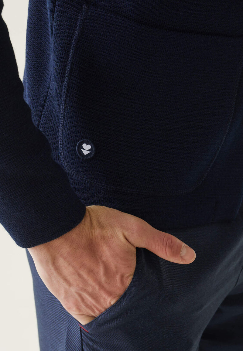 Cardigan Homme En Maille Bleu Marine - Eloi Marine