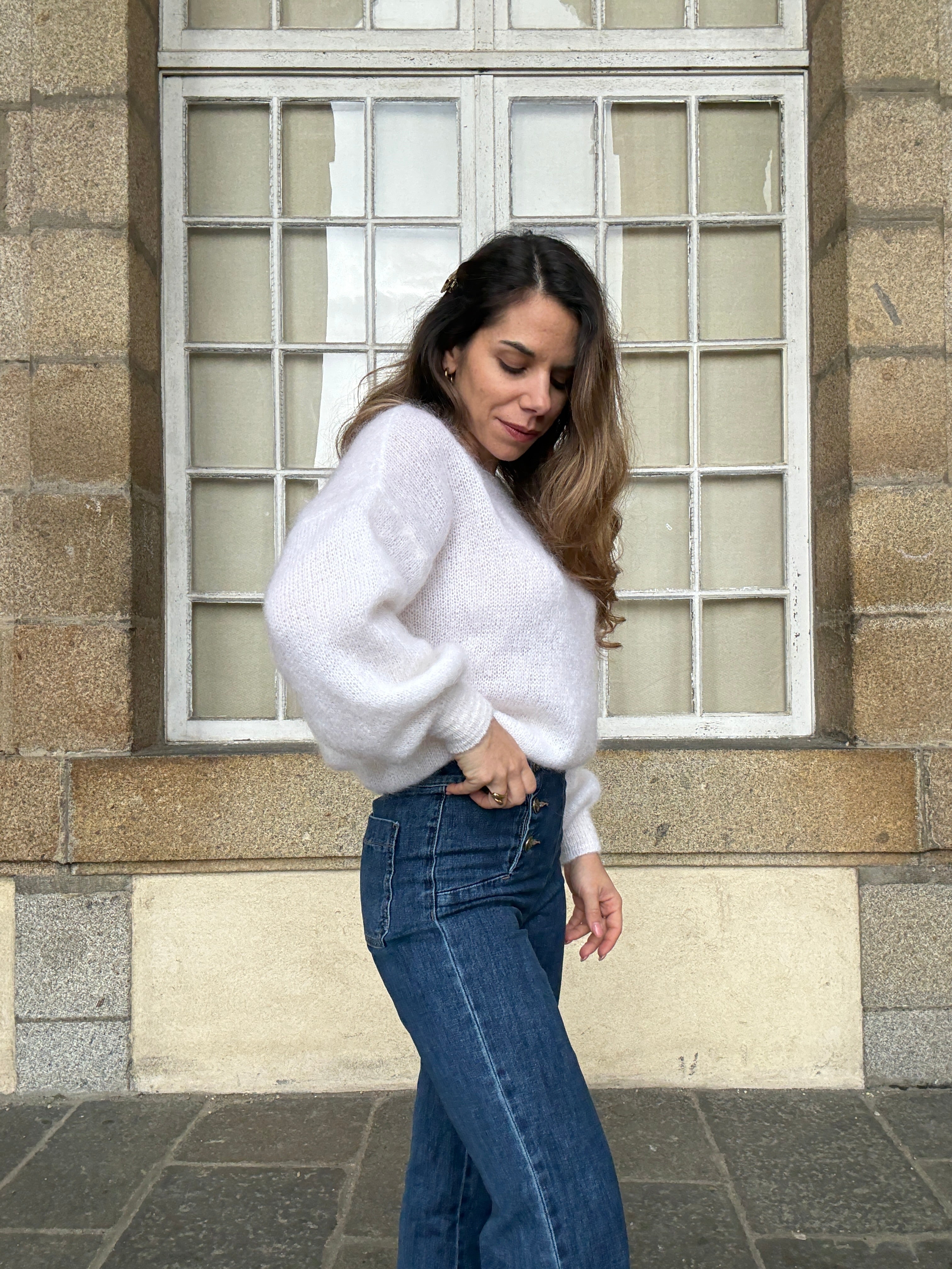 Gaia white mohair and wool knit