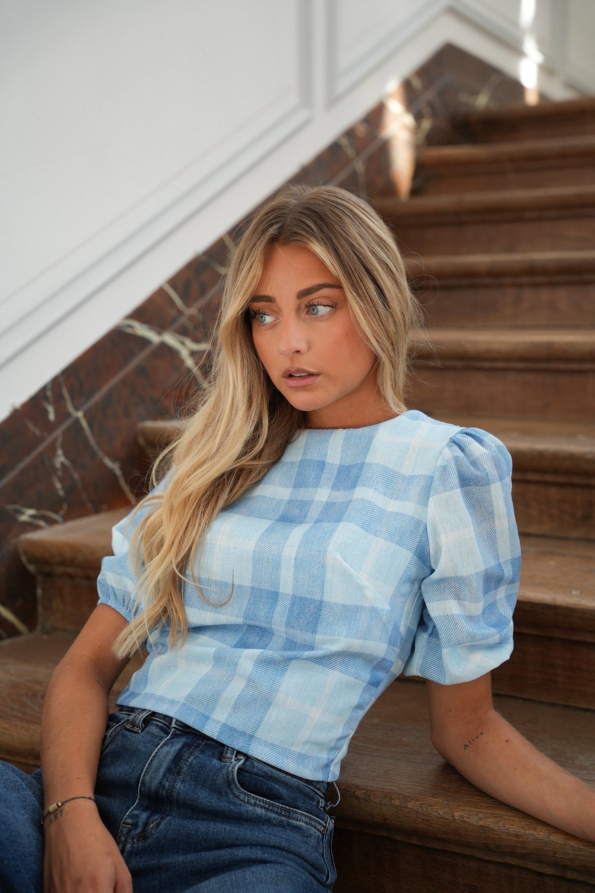 Top À Carreaux - Eleana Bleu