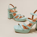 Jonak - Valens Vernis Plisse Sandals - Light turquoise