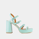 Jonak - Valens Vernis Plisse Sandals - Light turquoise