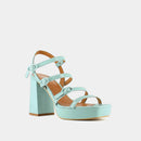 Jonak - Valens Vernis Plisse Sandals - Light turquoise