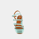 Jonak - Valens Vernis Plisse Sandals - Light turquoise