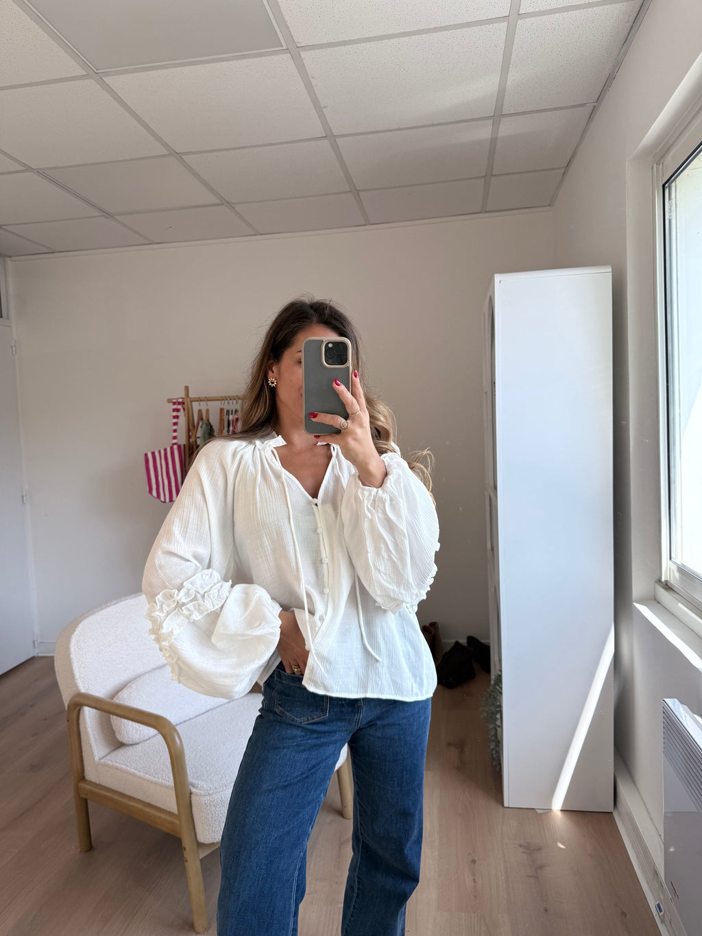 Esmée Ruffled Blouse in Ecru