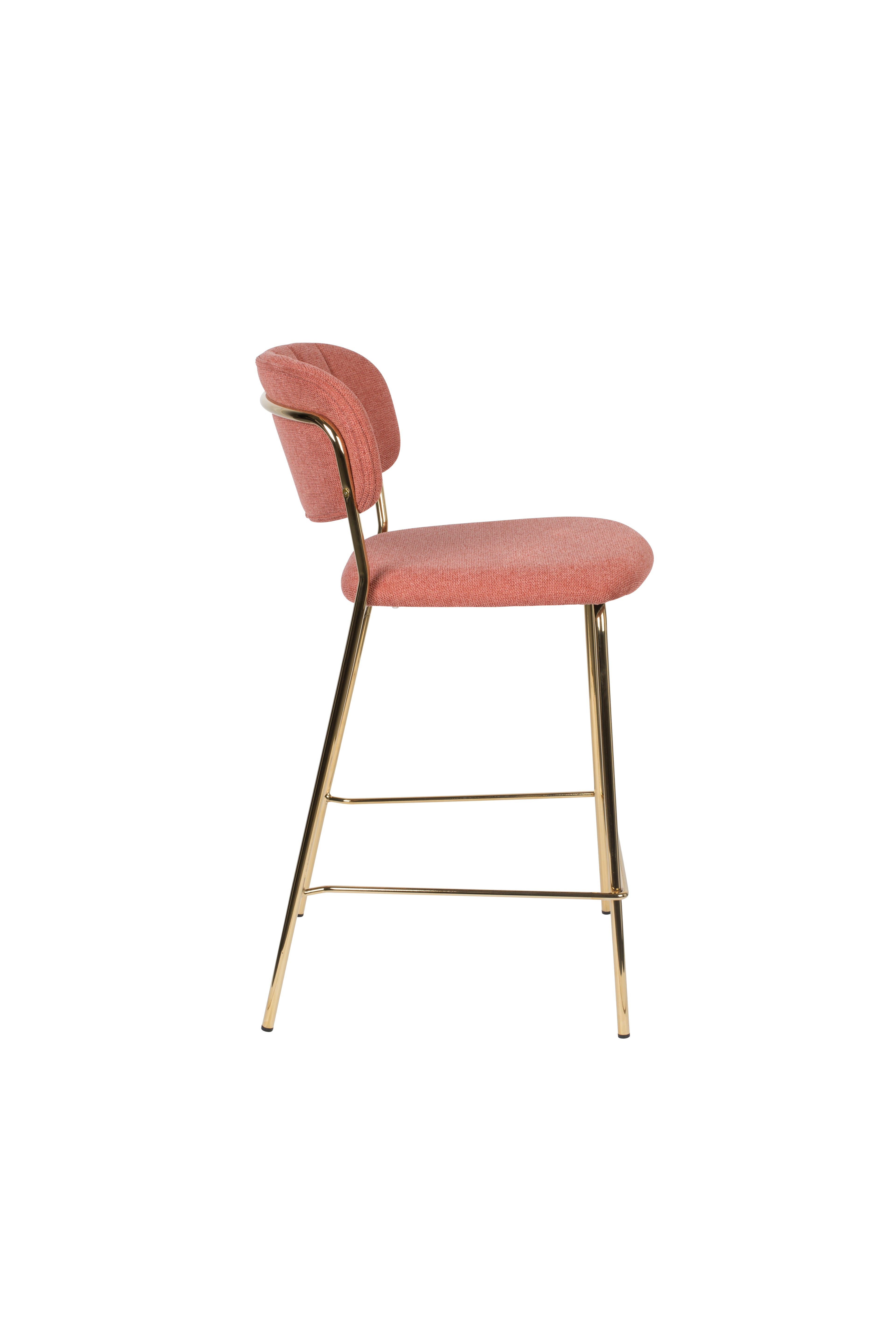 Jolien - Bar & Counter Stool - Fabric - Gold/Pink