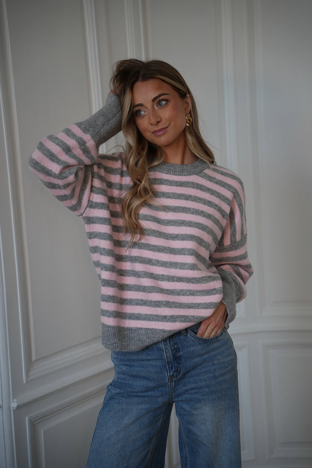Pull Rayé Ariane - Gris/Rose
