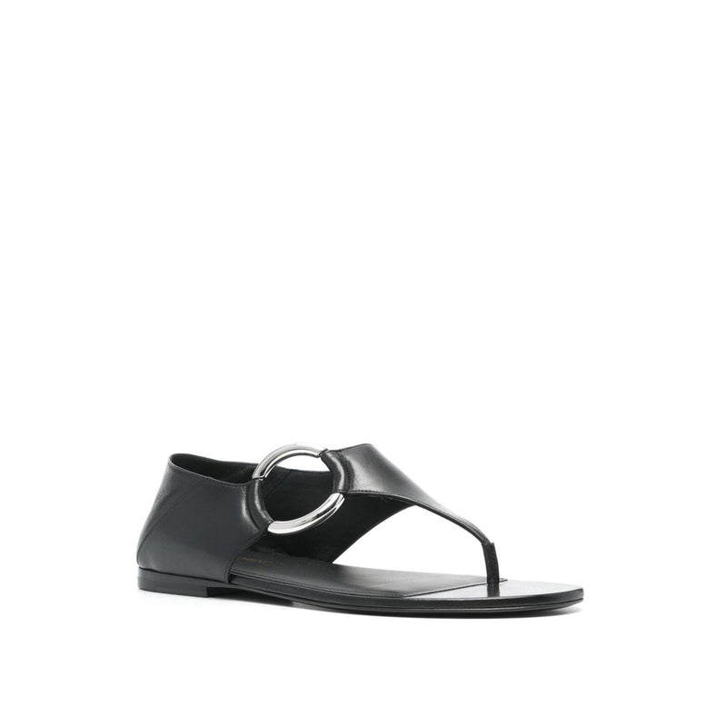 Sandales - Saint Laurent Ring Leather Flat - Black