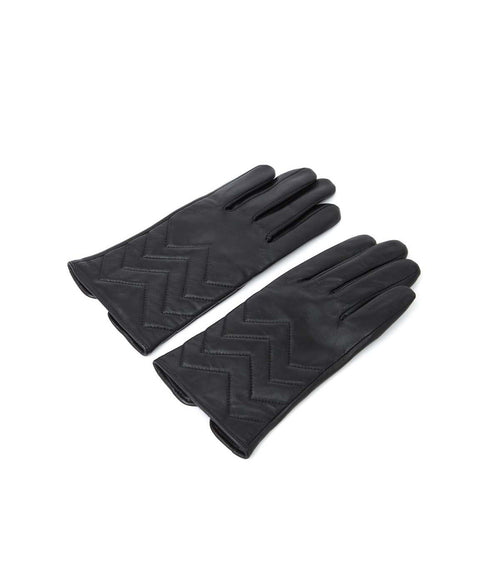 Gants Surpiqués En Cuir - Noir - Femme