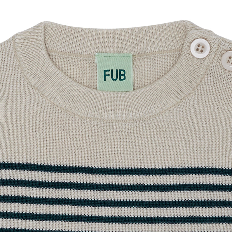 Jersey de lana fina color crudo/verde azulado en lana merino certificada OEKO-TEX - Selección FUB en amaetc.com, concept store ecológico para niños