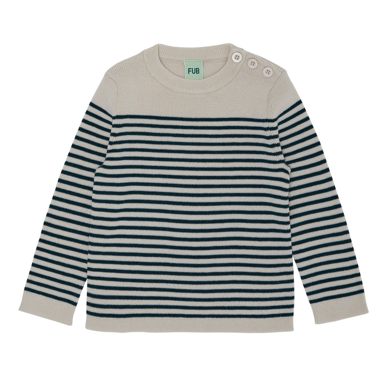 Jersey de lana fina color crudo/verde azulado en lana merino certificada OEKO-TEX - Selección FUB en amaetc.com, concept store ecológico para niños