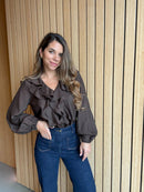 Blouse Volantée Chocolat Adèle