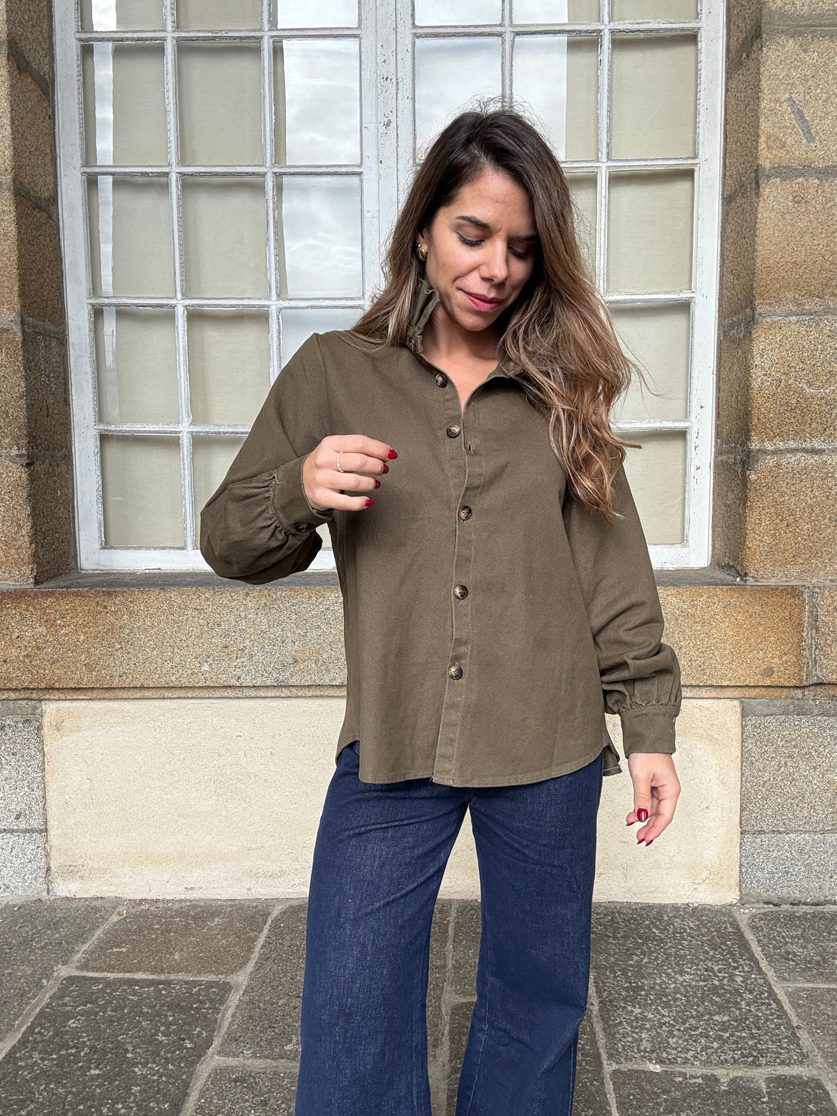 Veste en jean Céleste kaki