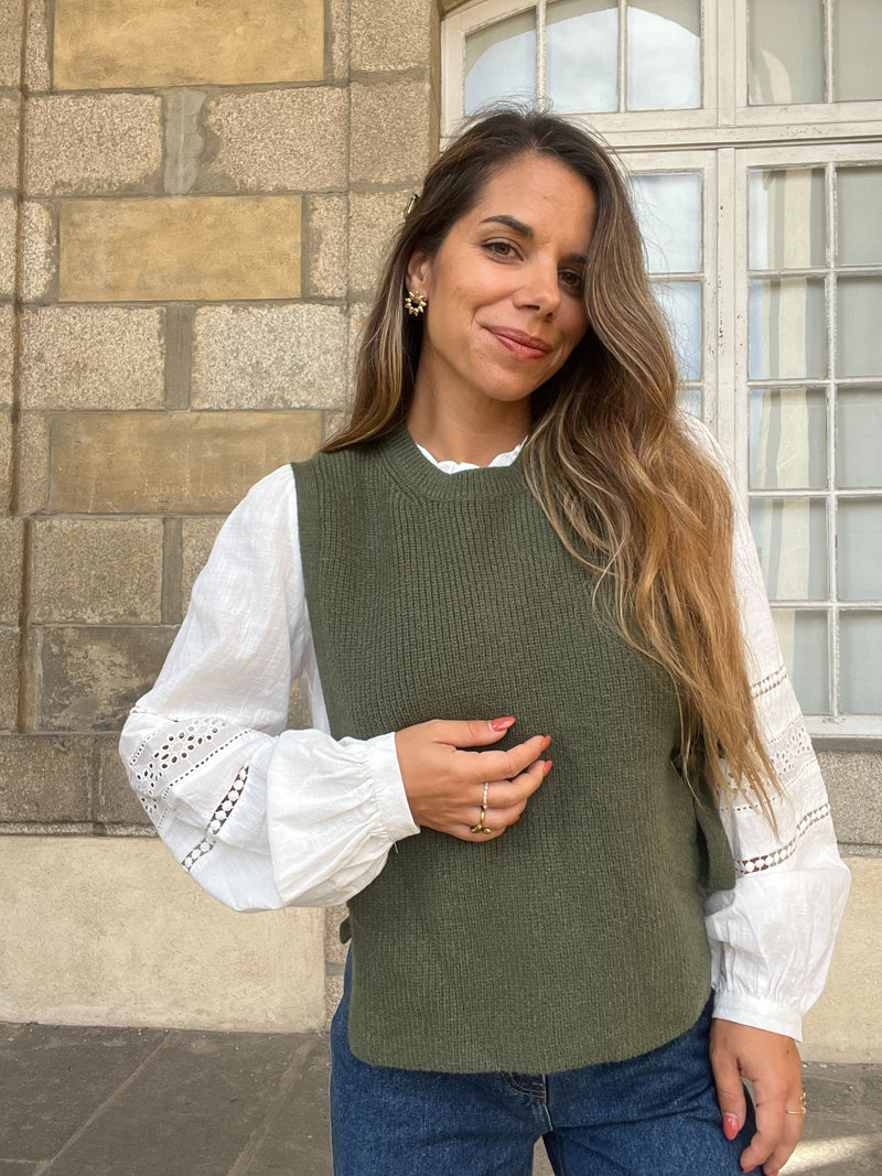 Pull Sans Manches À Nœuds Kaki Valentine