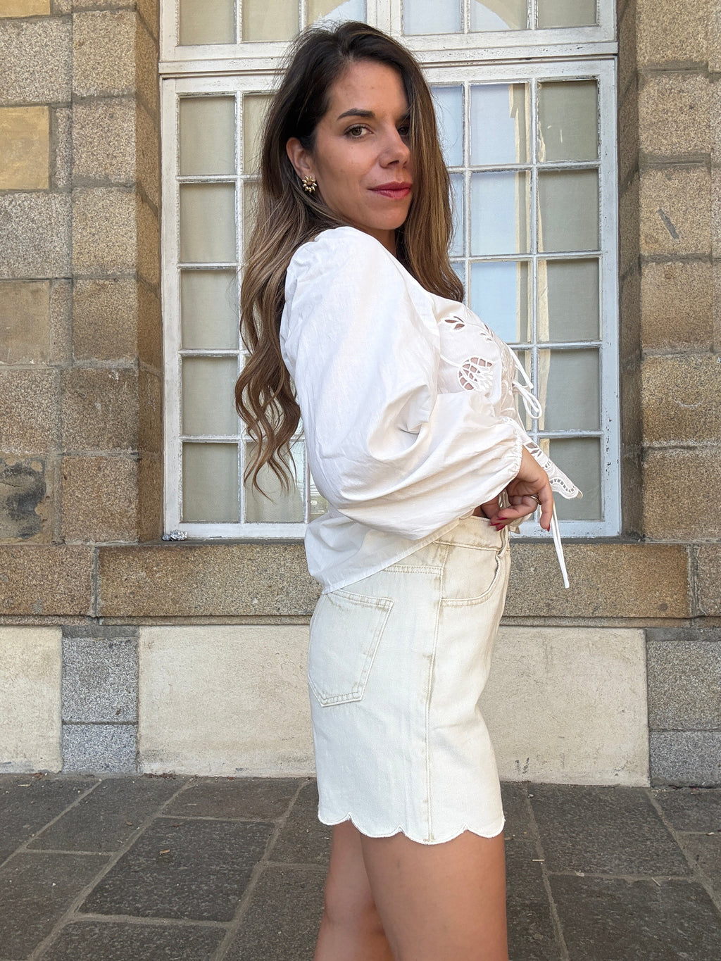 Short en jean Pippa beige