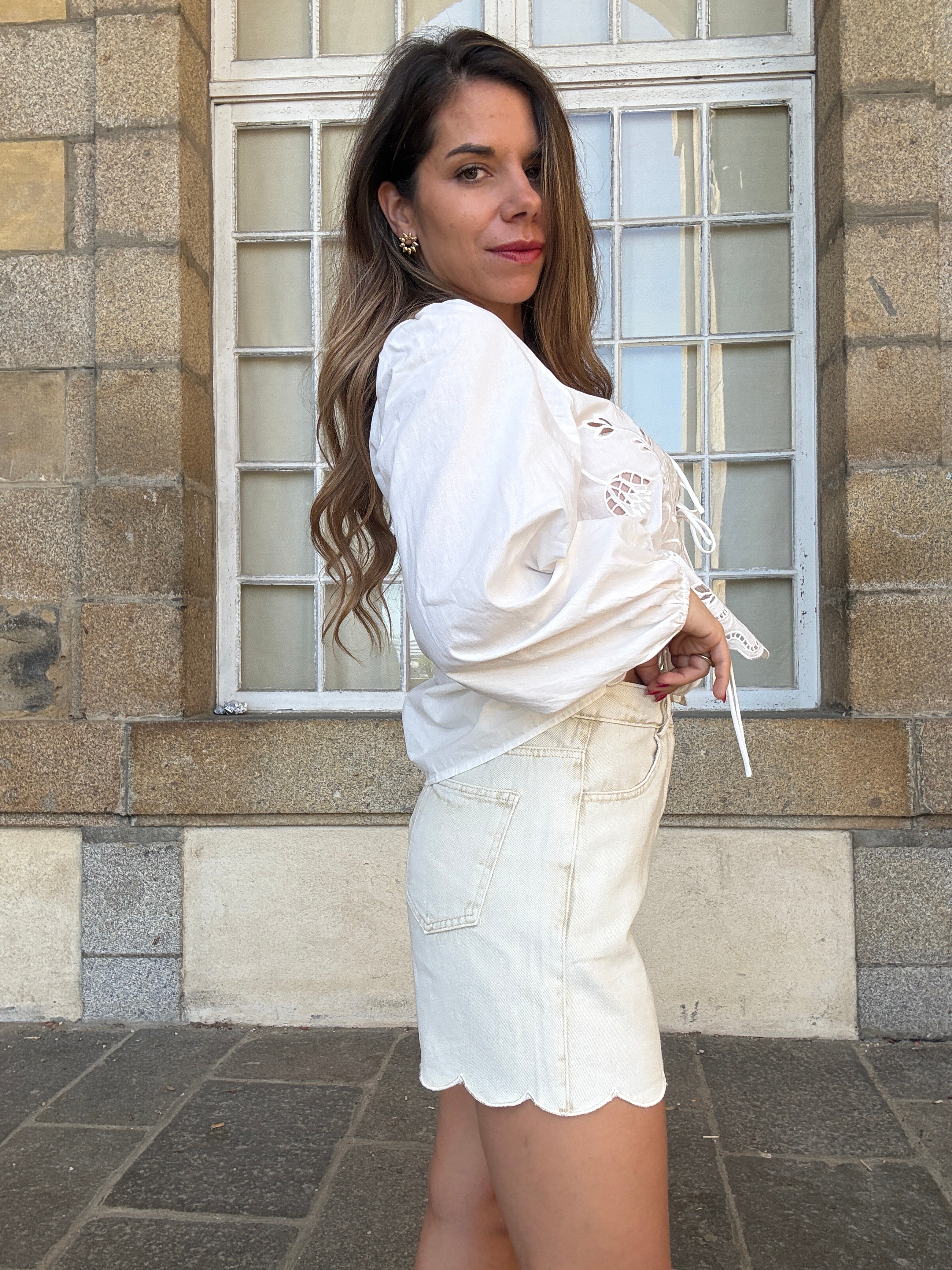 Short en jean Pippa beige