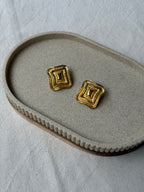 Boucles D’Oreilles Vintage - Rectangles Texturés Dorés