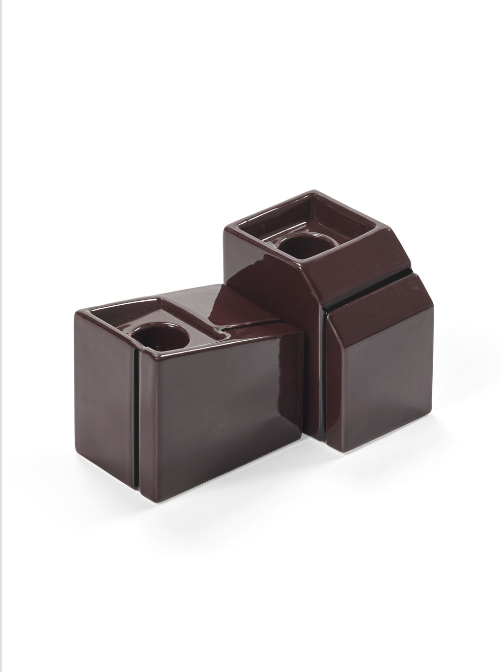 Accessories Silos - Sæt Med 2 Lysestager - Porcelæn - Bordeaux