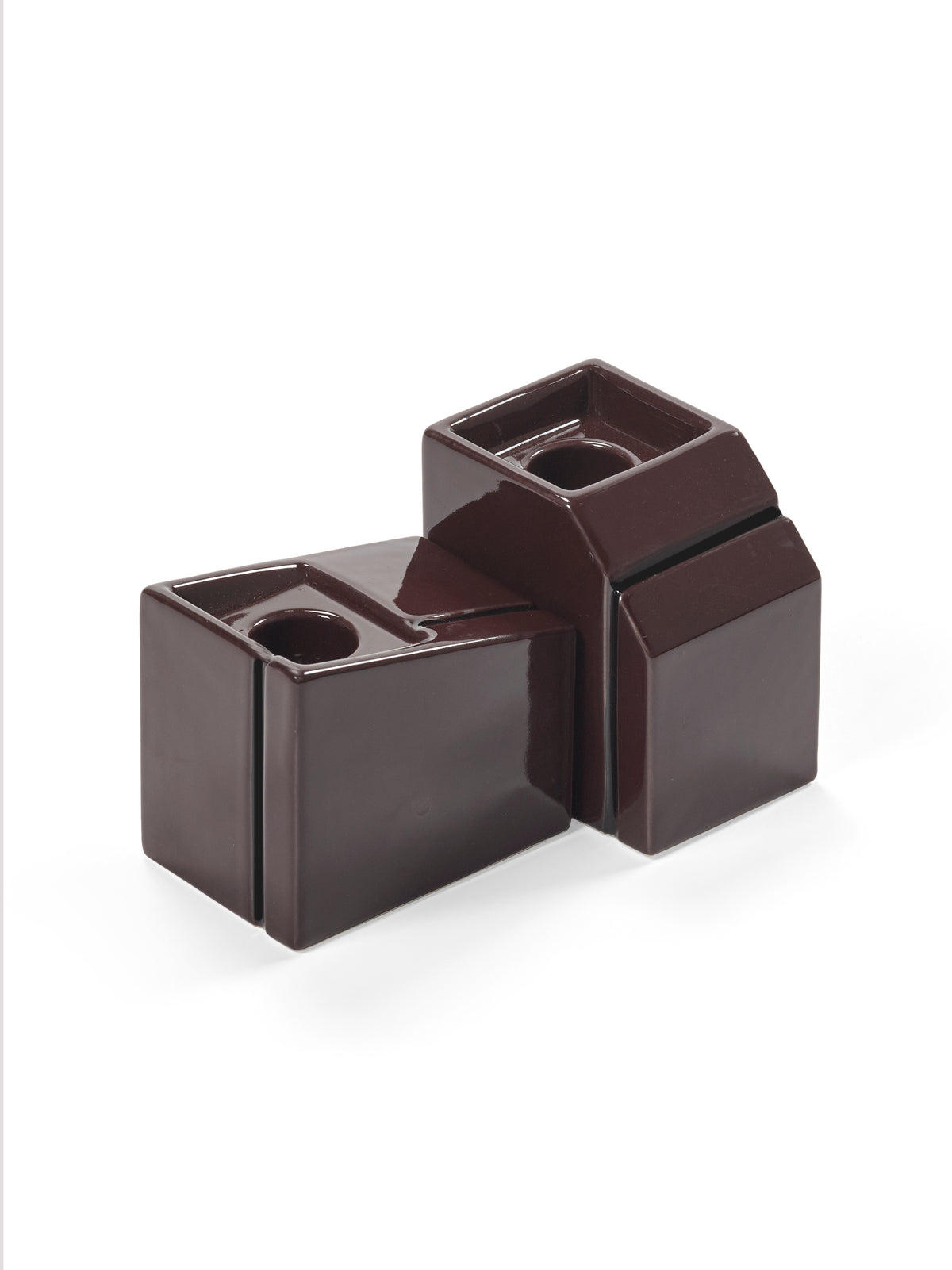 Accessories Silos - Sæt Med 2 Lysestager - Porcelæn - Bordeaux