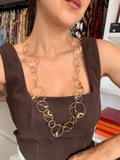 Collar Largo Kenzo Vintage - Eslabones Circulares y Hojas