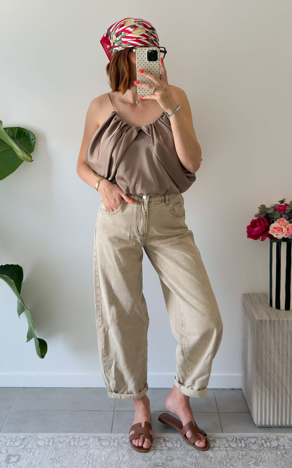 Santa Cruz Satin Top - Taupe