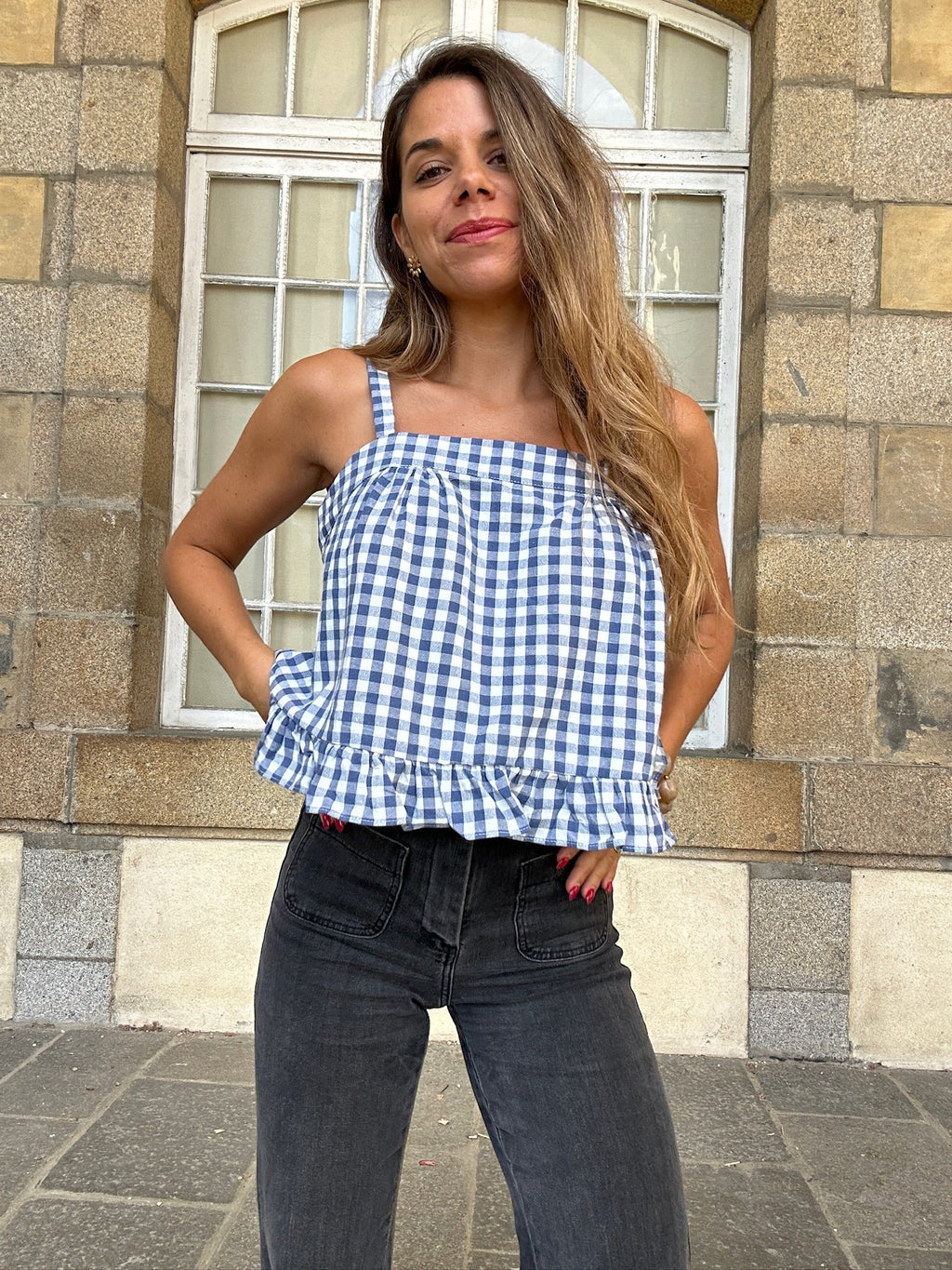 Top Callie vichy bleu marine