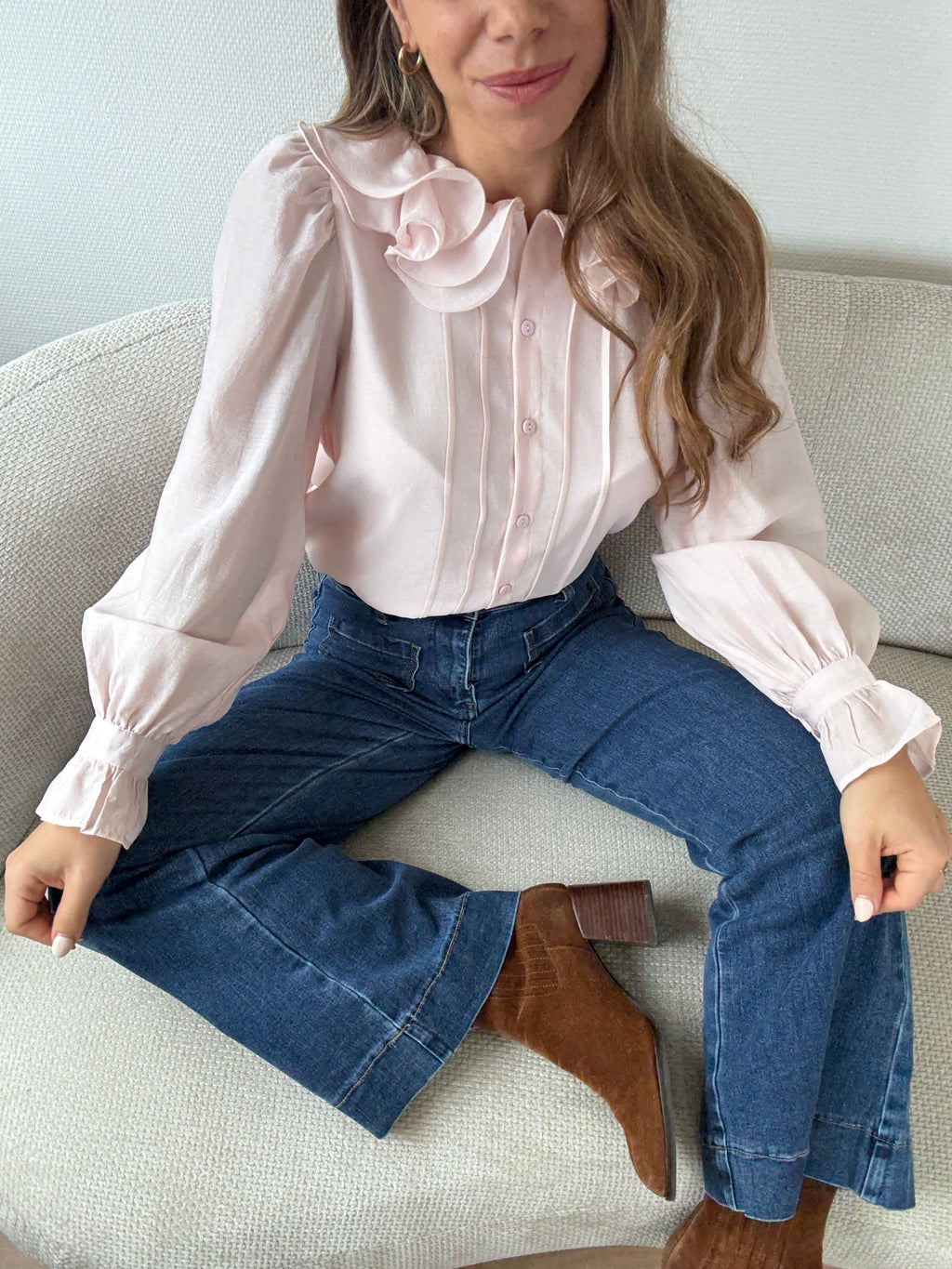 Blusa marrón rosa suave