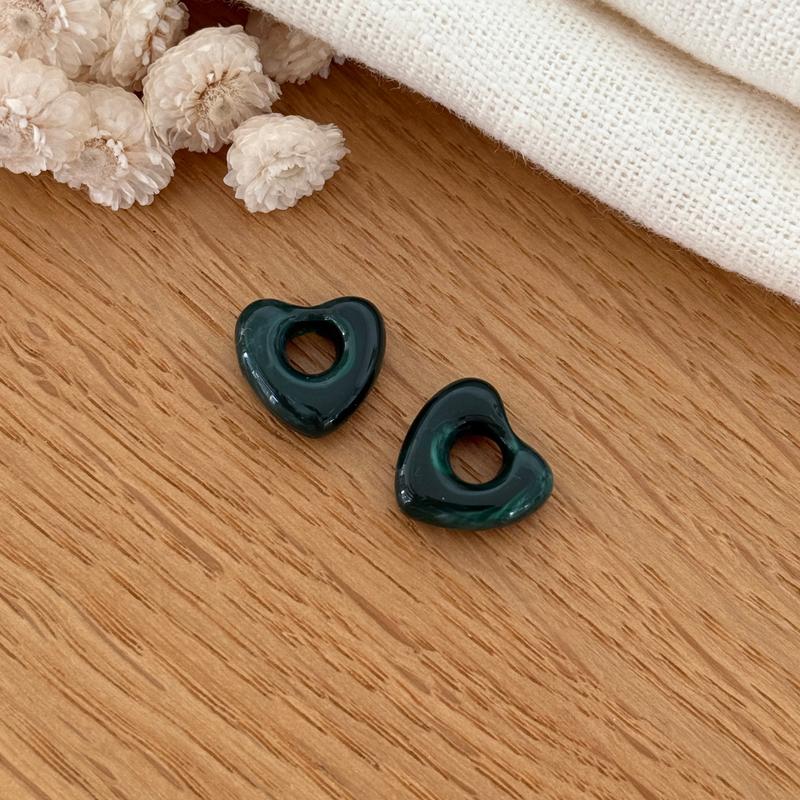 Heart "Lovo" acetate-Earrings-instants-plaisirs-Dark green-Instants Plaisirs | Jewelry