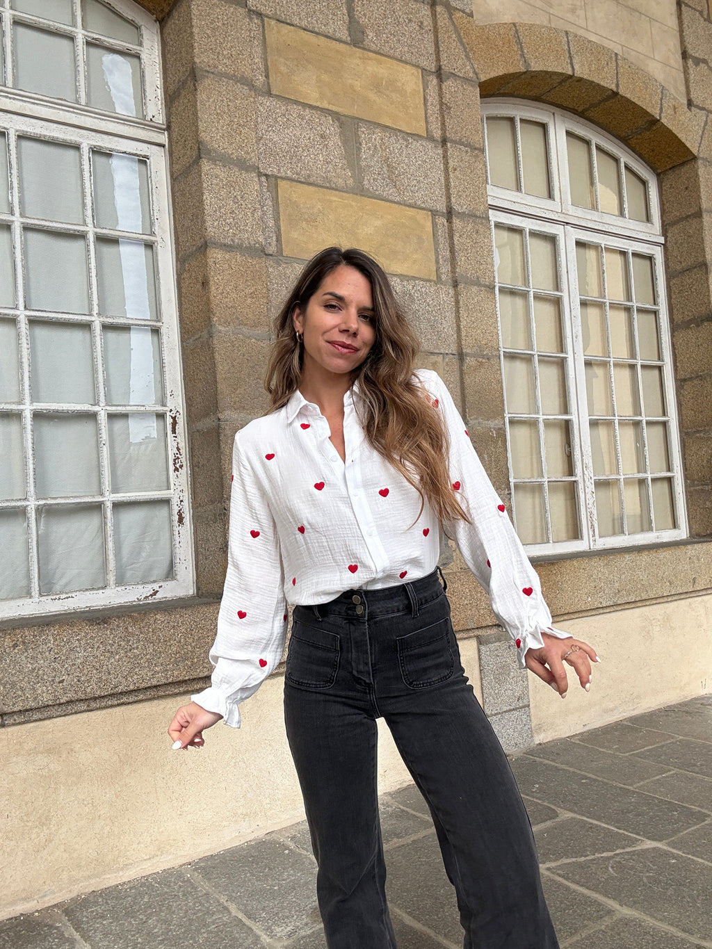 Victoire heart blouse in cotton gauze