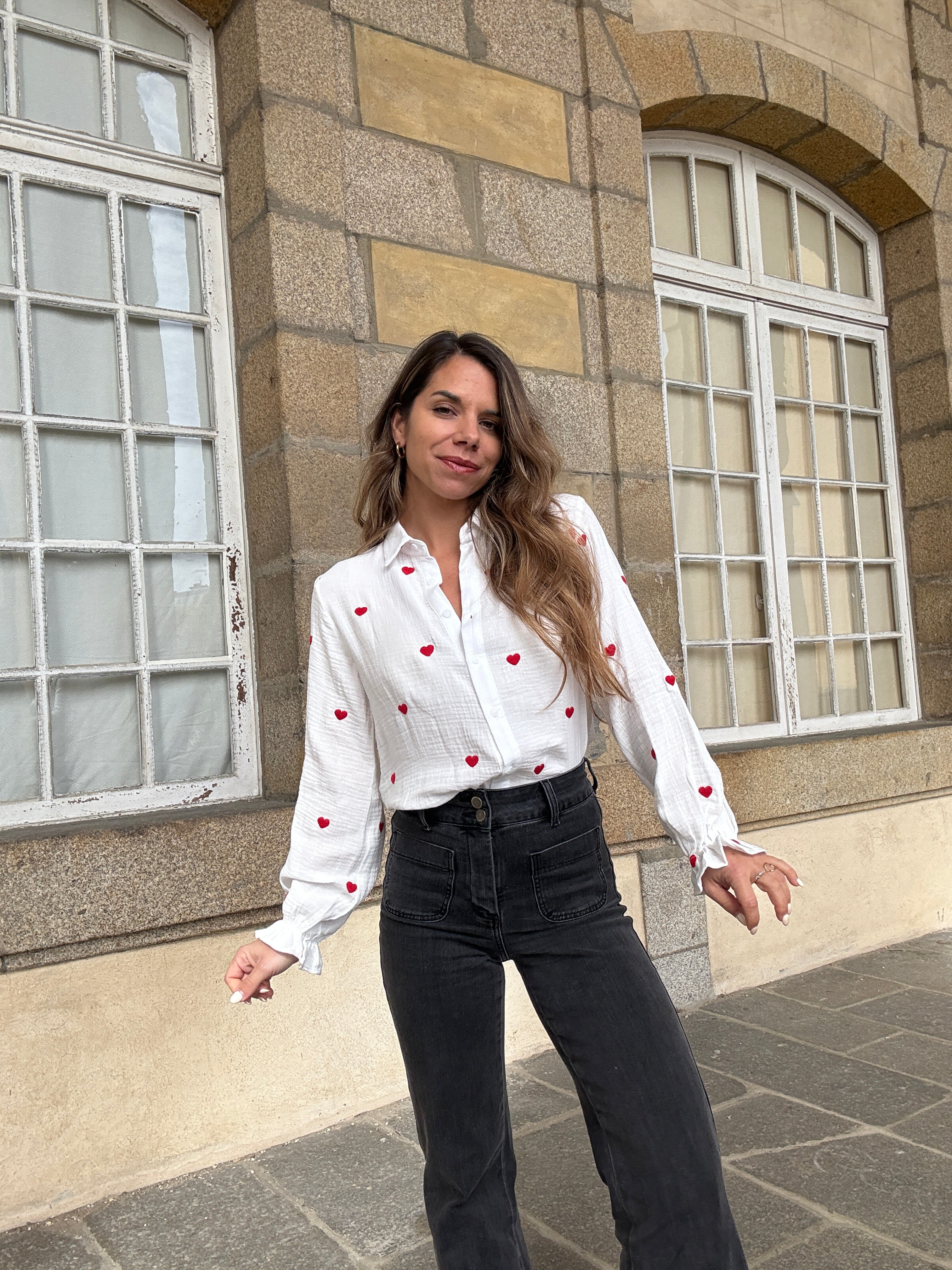Victoire heart blouse in cotton gauze