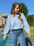 Blusa de cuadros vichy azul cielo Clothilde