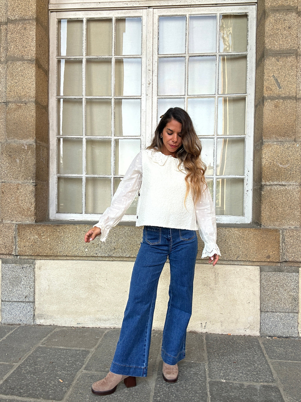 Jersey sin mangas Louisa beige