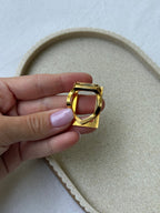 Anillo Bufanda Vintage - Marco Geométrico Dorado