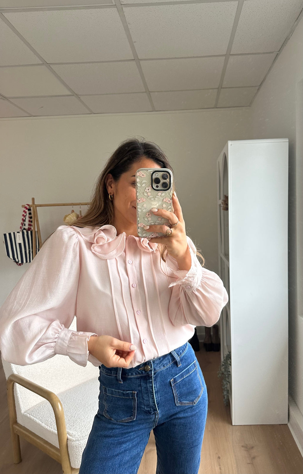 Blusa marrón rosa suave
