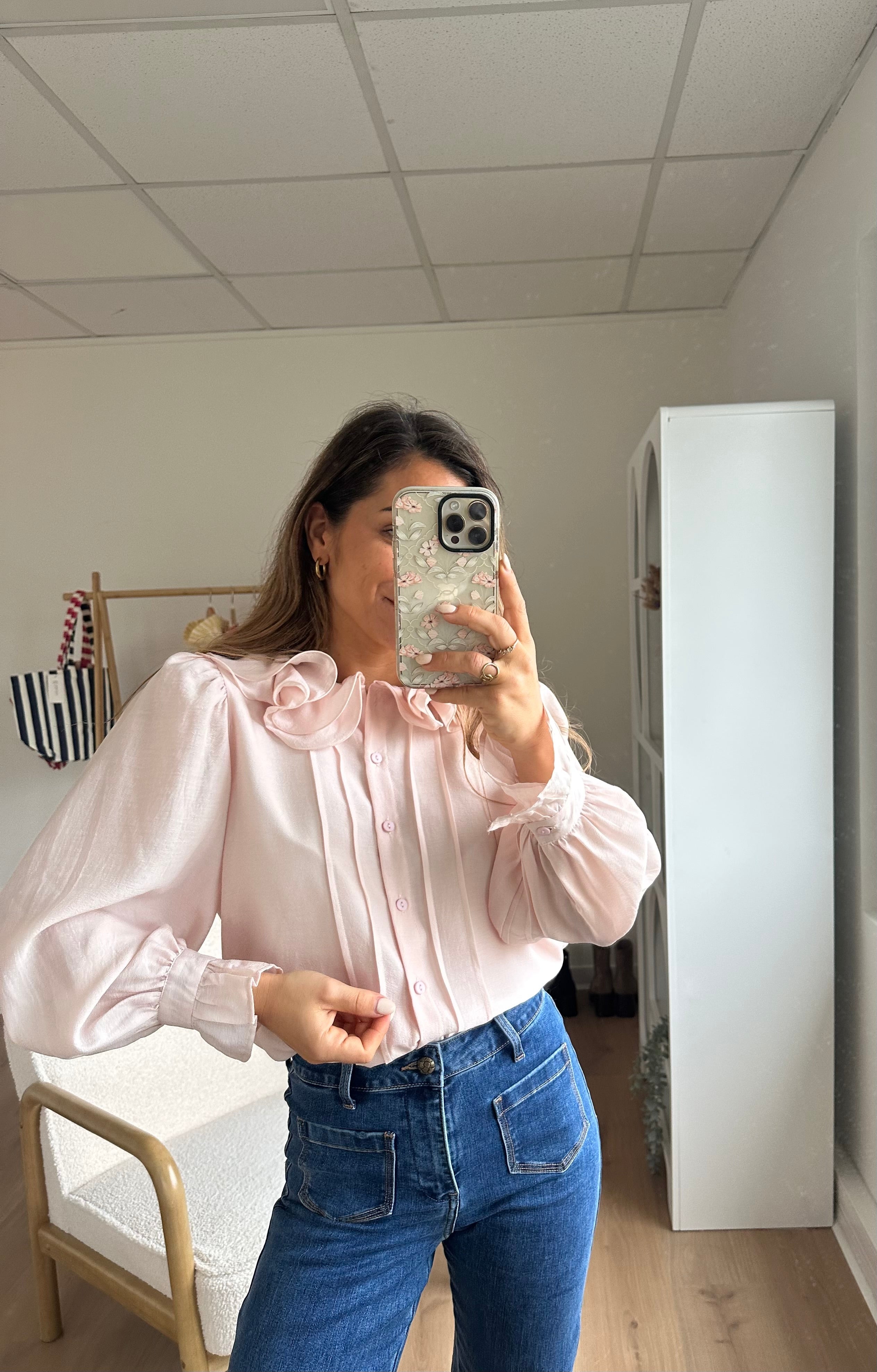 Blusa marrón rosa suave
