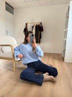 Hortense Crew-Neck Knitted Sweater Glacier Blue