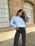 Hortense ice blue round-neck knit jumper