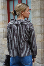 Olympe Chocolate Stripe Blouse