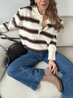 Navy Chocolate Striped Polo Shirt