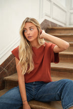 T-Shirt Girocollo Lizo - Terracotta