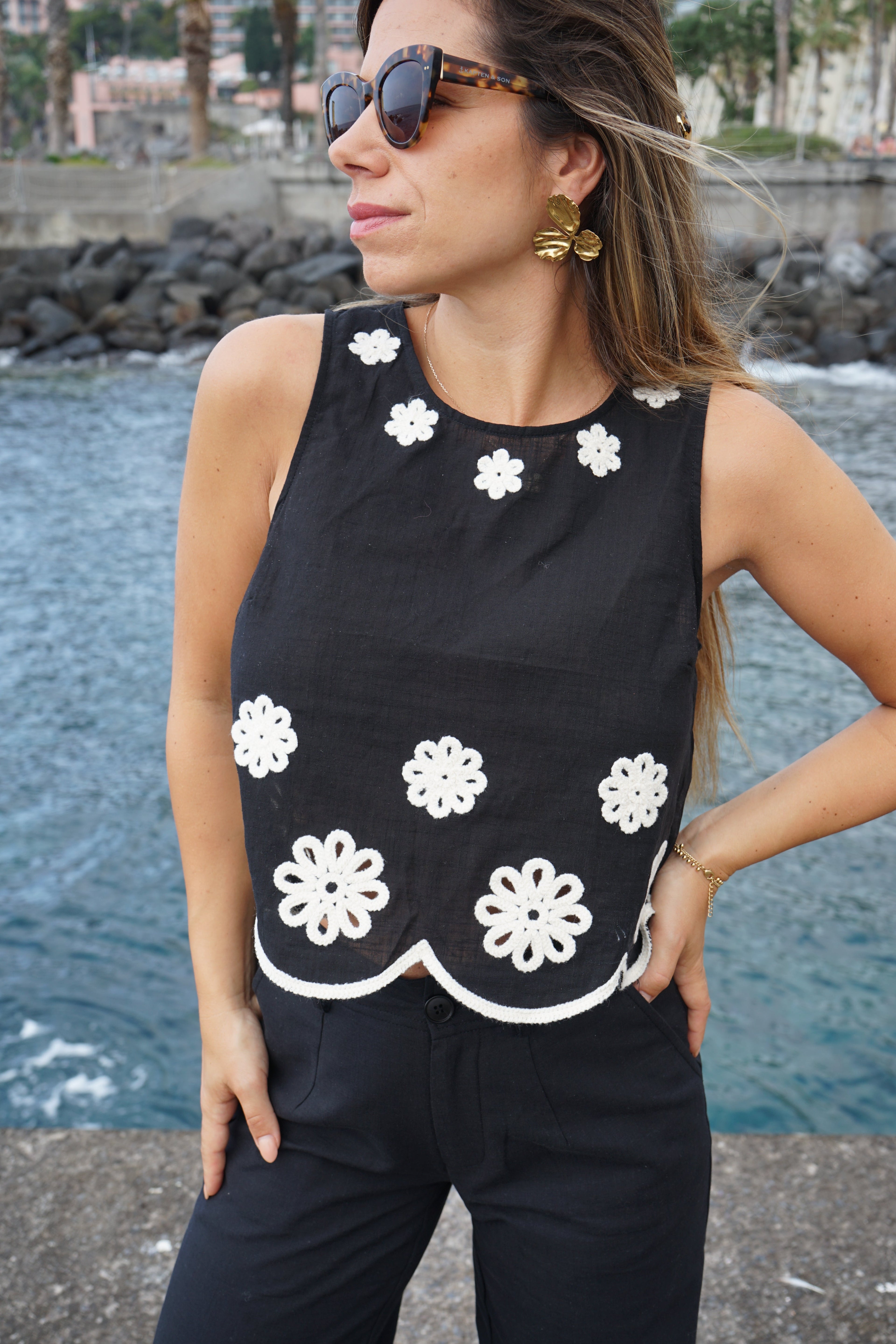 Persée Embroidered Crop Top
