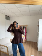 Jersey Albane Chocolate Fino Peplum