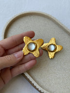 Chantal Audias Vintage Earrings - Hammered Floral Motif