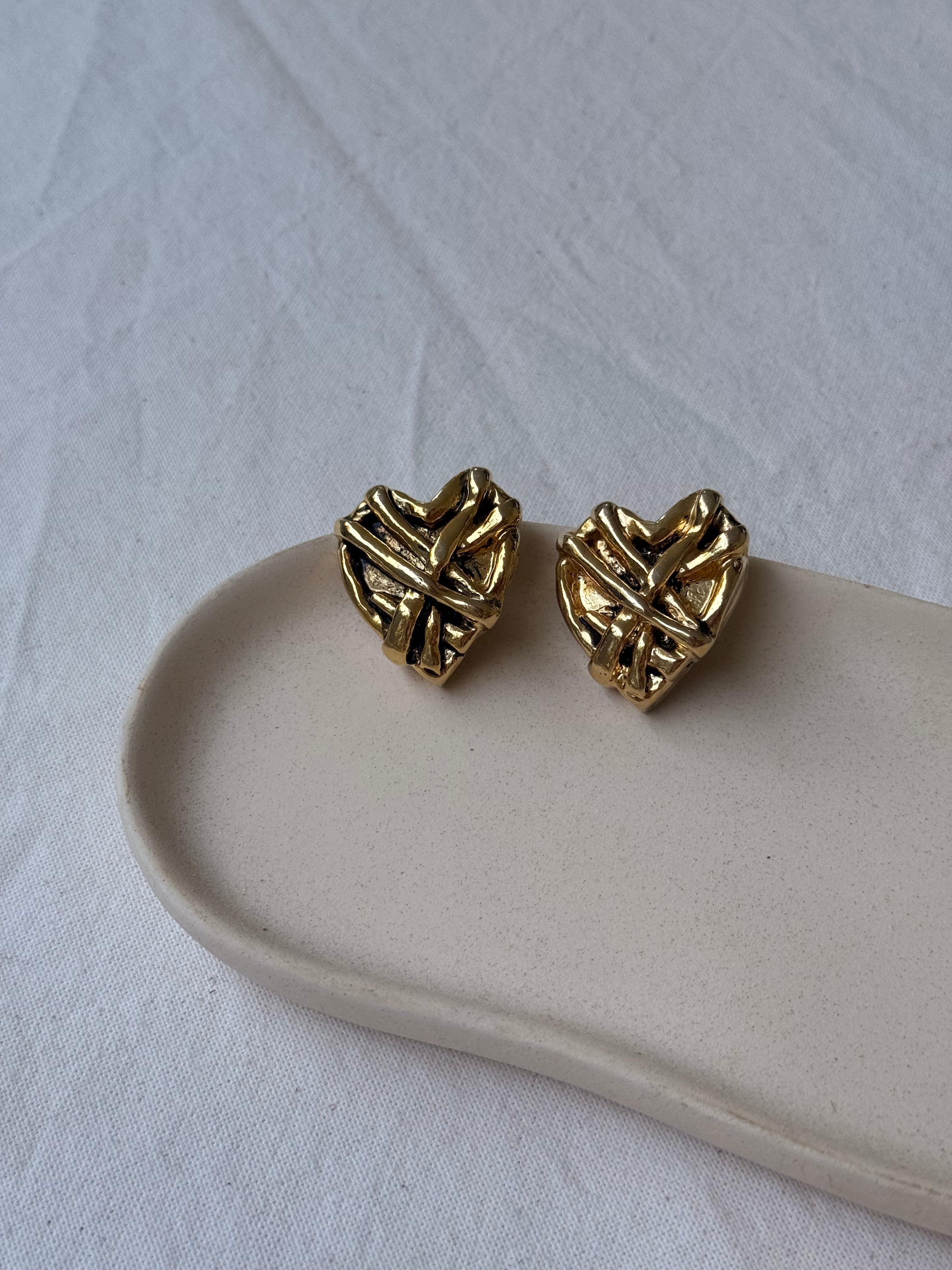 Boucles D’Oreilles Vintage - Cœurs Xxl En Résine