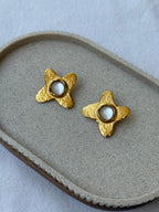 Chantal Audias Vintage Earrings - Hammered Floral Motif