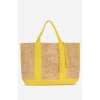 Cabas Xl Raphia Et Coton - Jaune