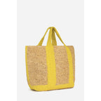 Cabas Xl Raphia Et Coton - Jaune
