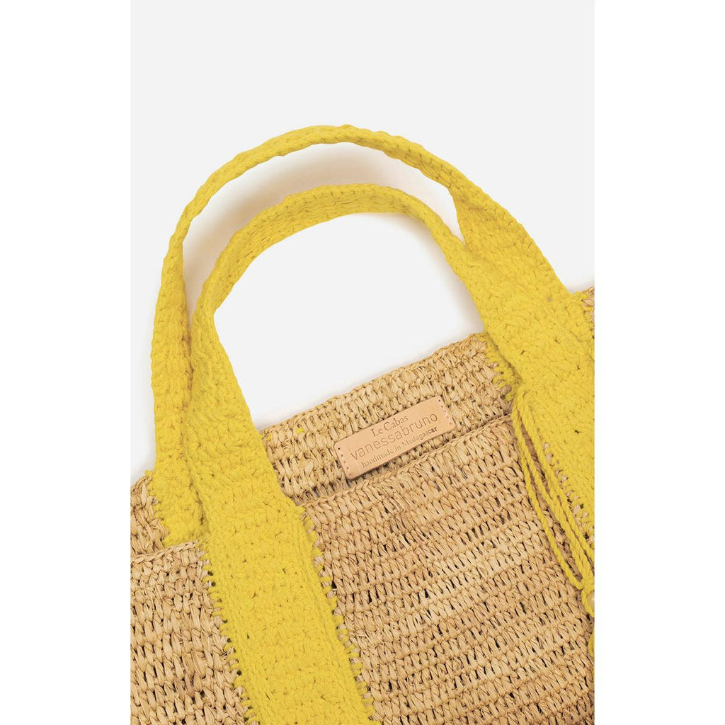 Cabas Xl Raphia Et Coton - Jaune