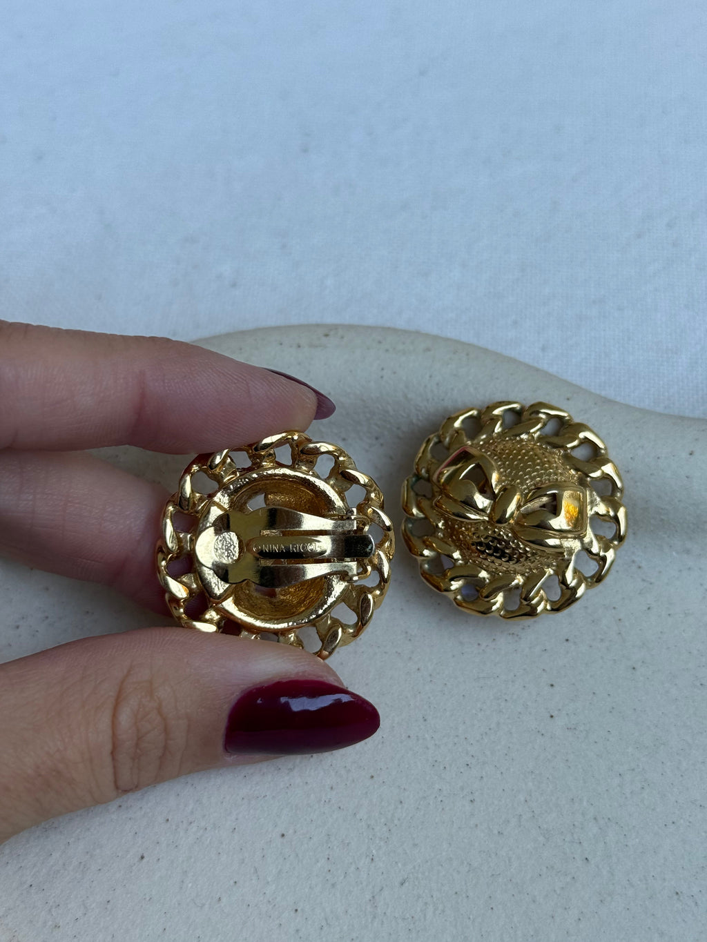 Vintage Nina Ricci Earrings - Gold With Central Bow