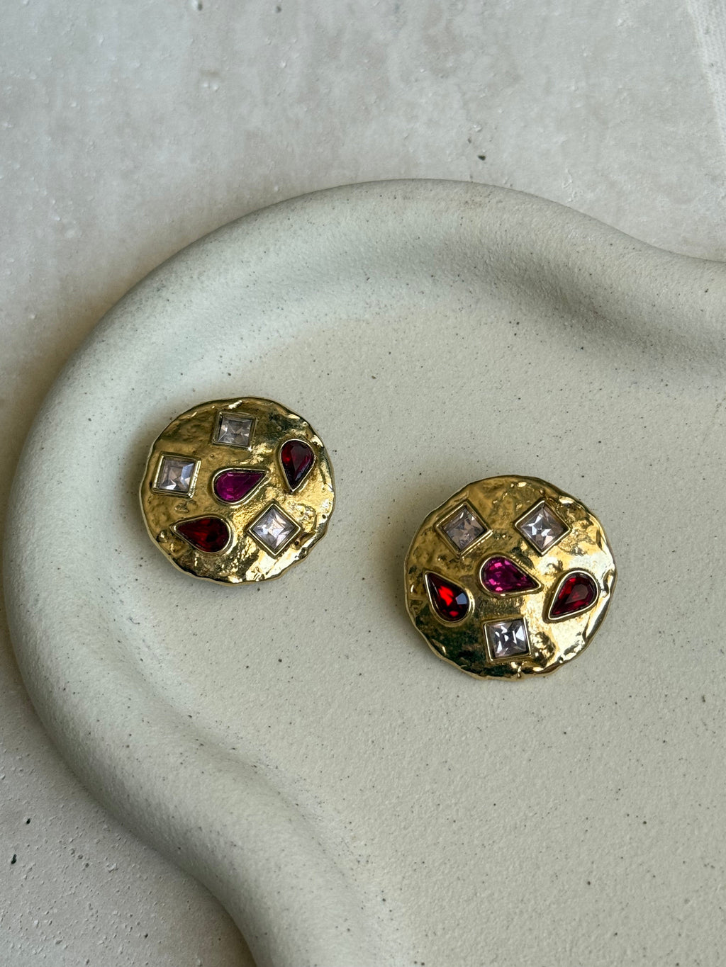 Boucles D’Oreilles Ysl Vintage - Cabochons Roses